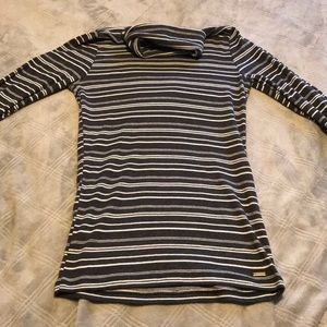 Hollister grey and white striped long sleeve shirt